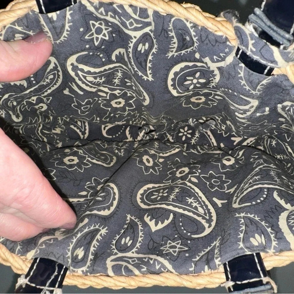 Vintage Ralph Lauren Polo Jean tan wicker bag with‎ blue bandana inside - Picture 6 of 8